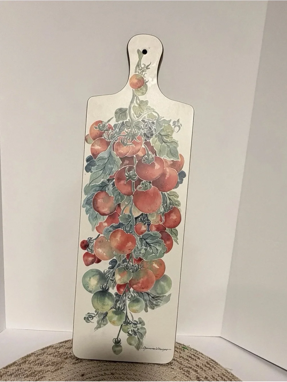 Vintage Charmaine Williamson Tomato Vine Cutting Board Retro Kitchen Wall Decor